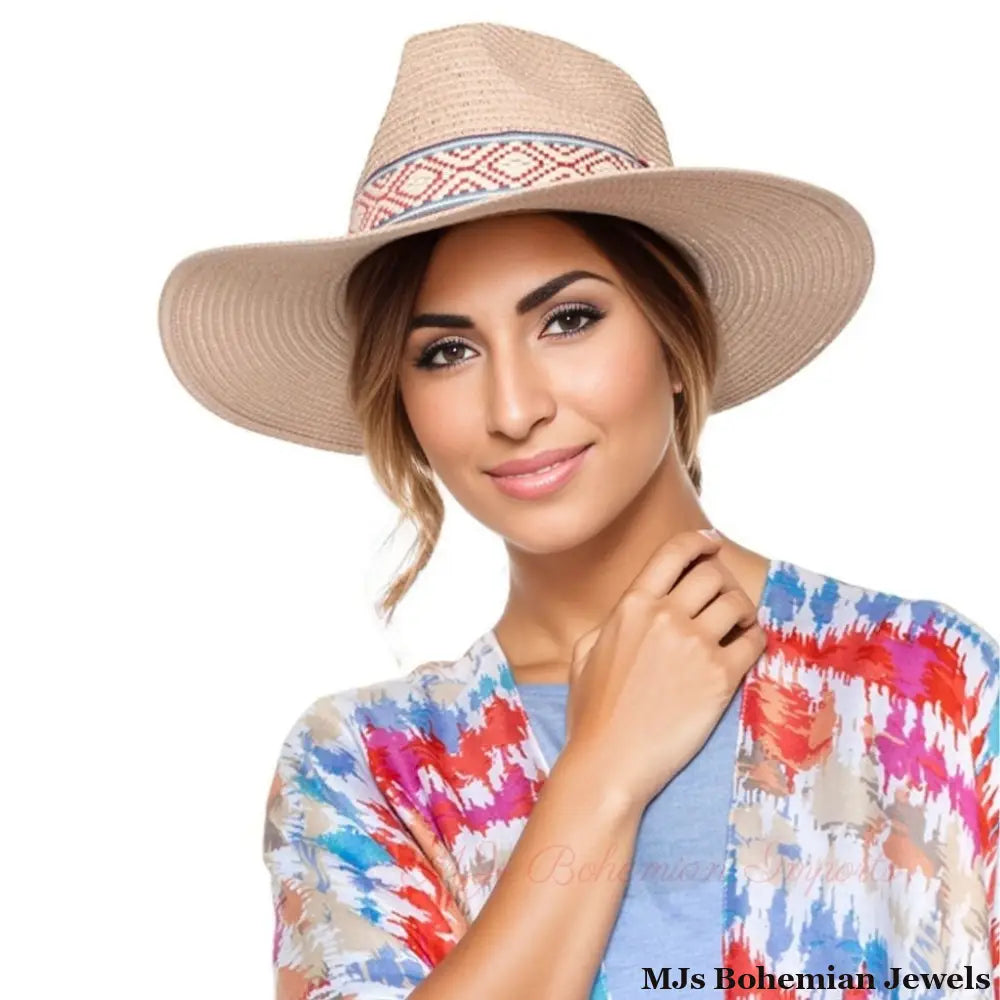 Pink Straw Panama Fedora