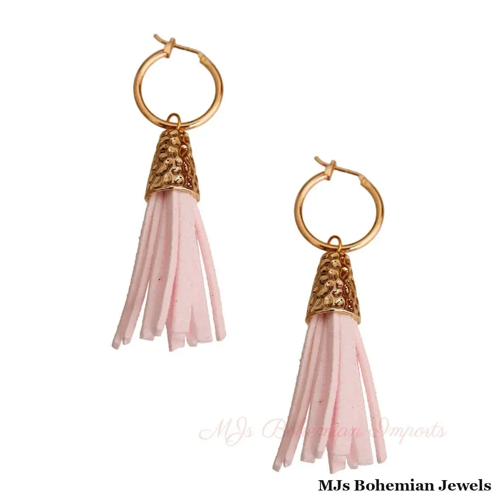 Pink Tassel Baby Hoop Earrings