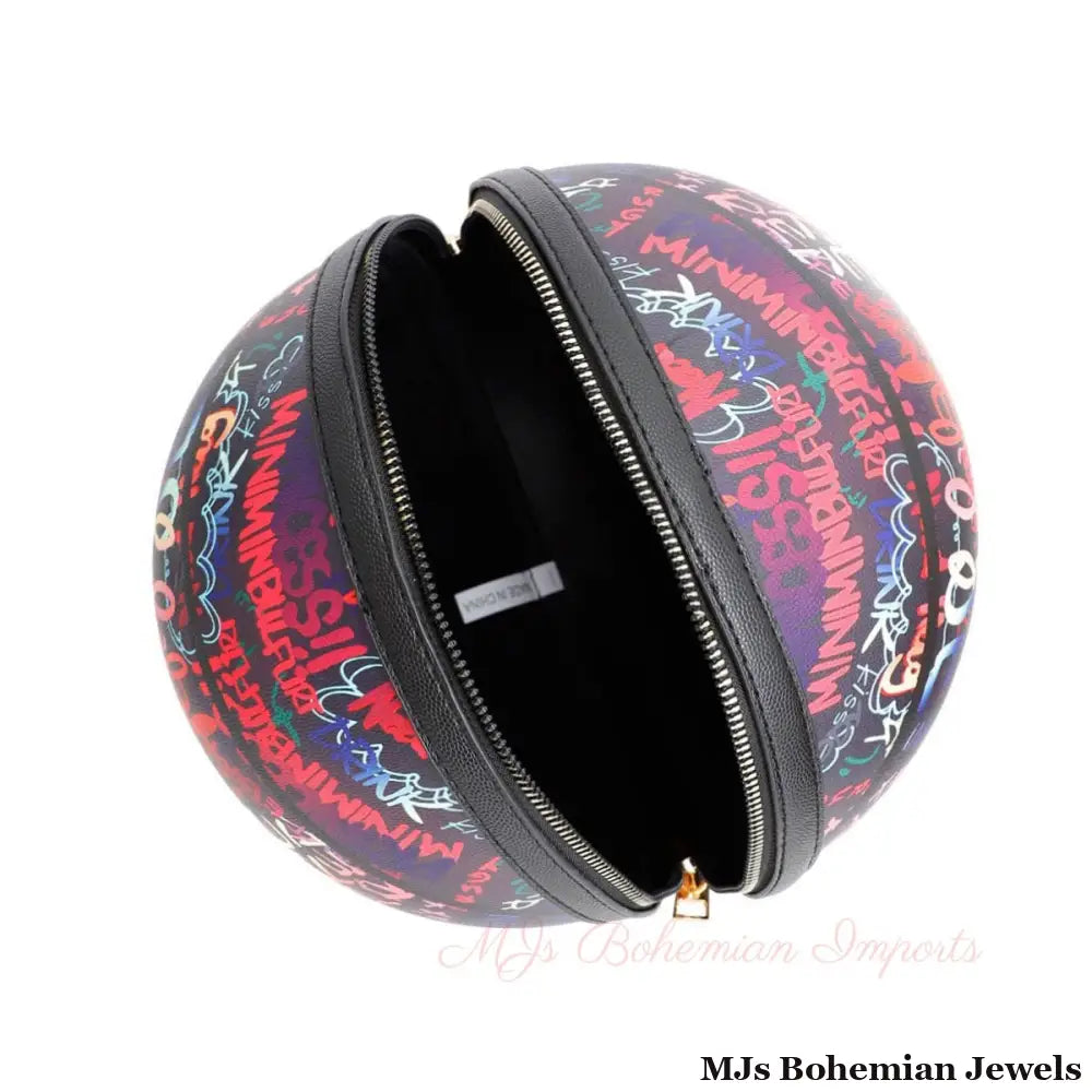 Purple and Black Graffiti Basketball Bag