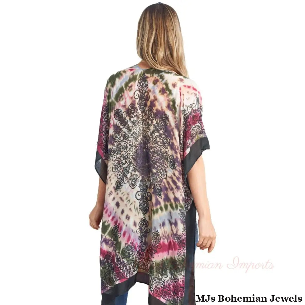 Purple Boho Tie Dye Kimono
