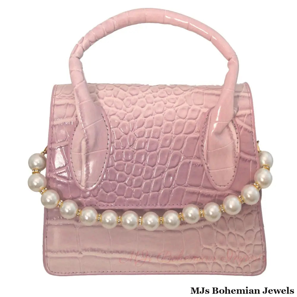 Purple Croc Flap Satchel Handbag