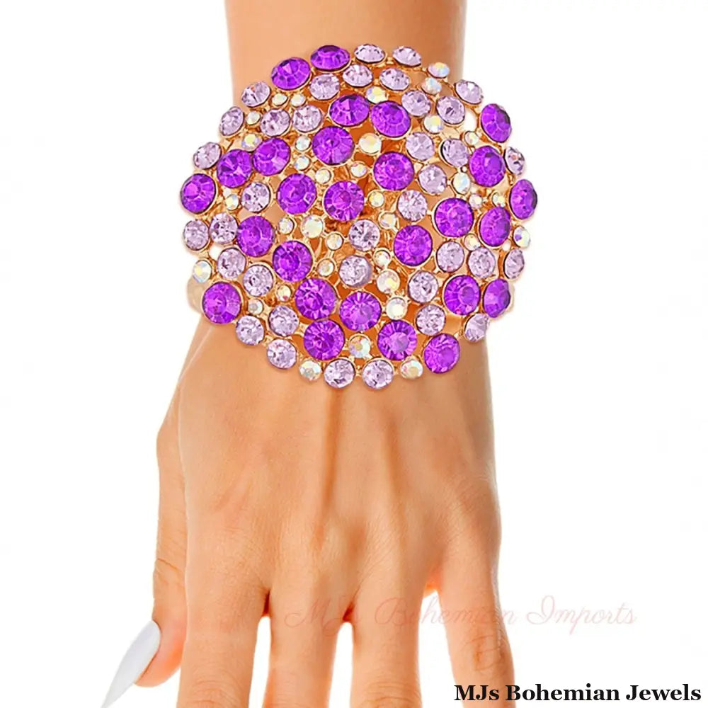 Purple Stone Dome Cluster Cuff
