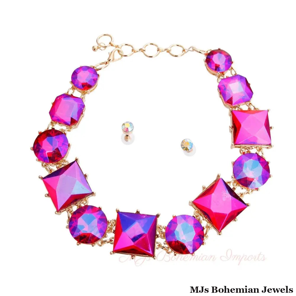 Purple Various Crystal Collar Set