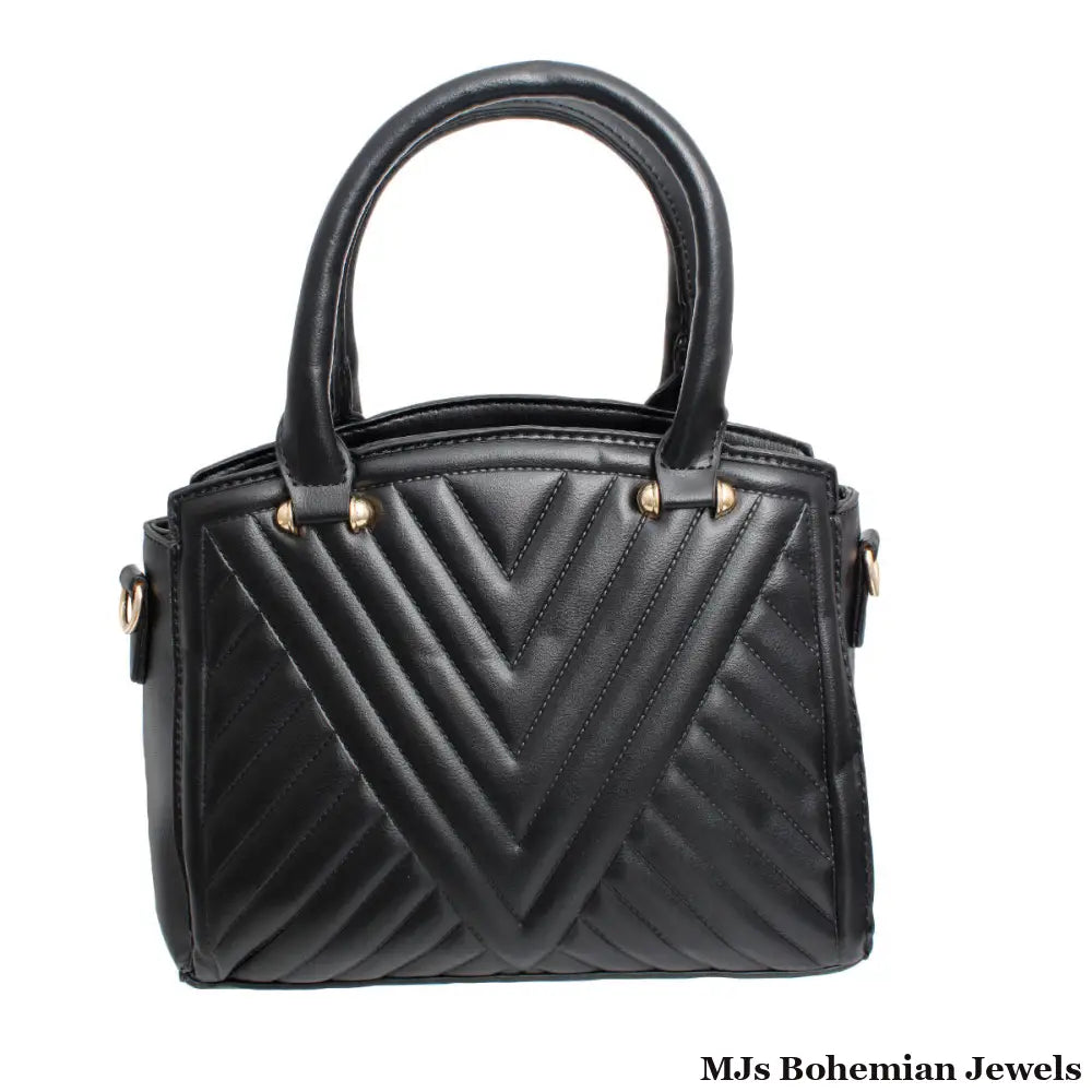 Purse Black Chevron Quilted Set Bag for Women