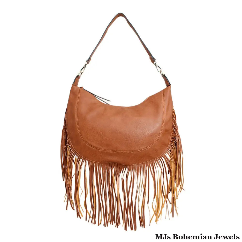 Purse Brown Round Fringe Hobo Bag for Women