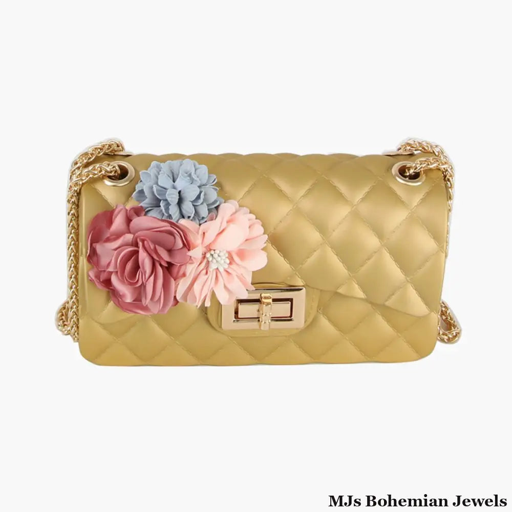 Purse Gold Quilted Jelly Crossbody Bag for Women