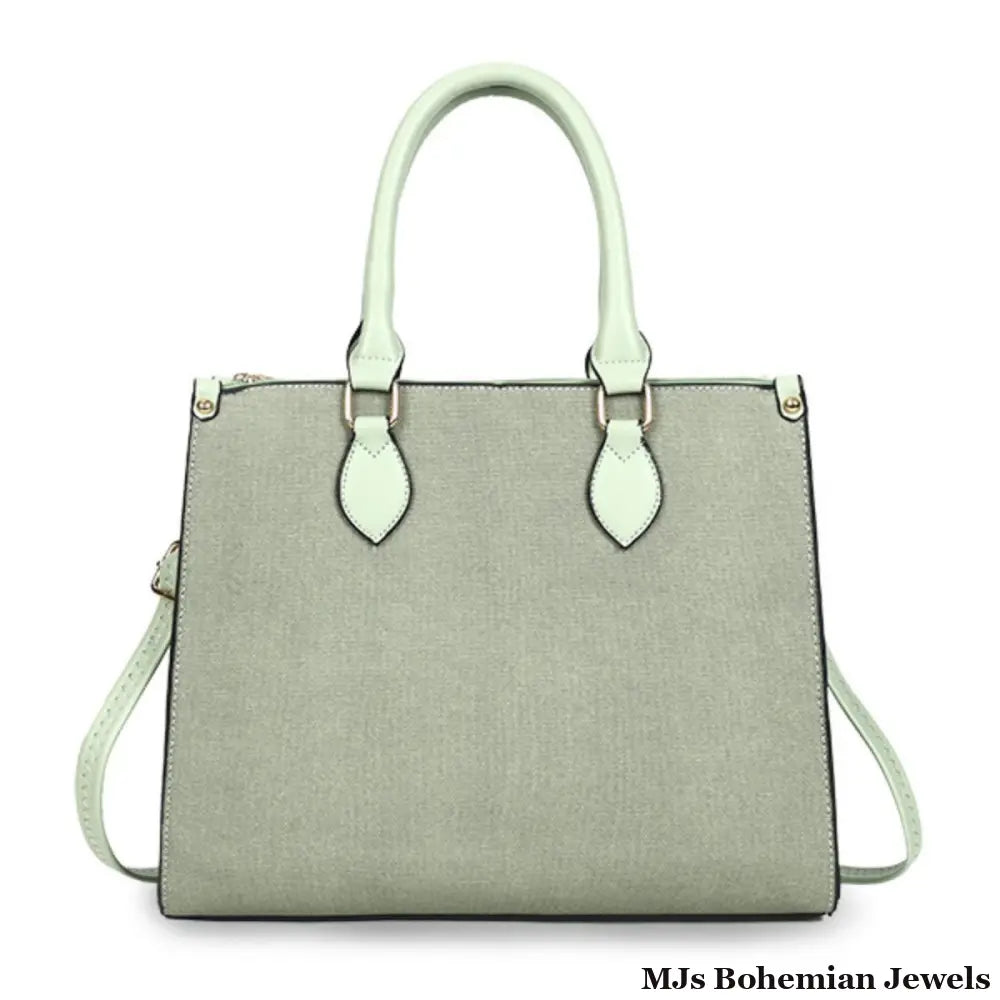 Purse Green Pebble Grain Satchel Handbag for Women
