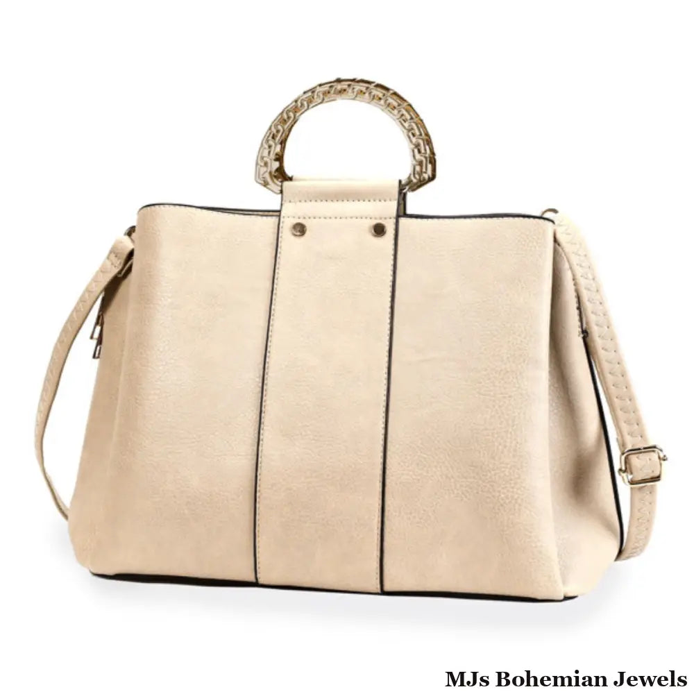 Purse Ivory Rigid Top Handle Handbag for Women
