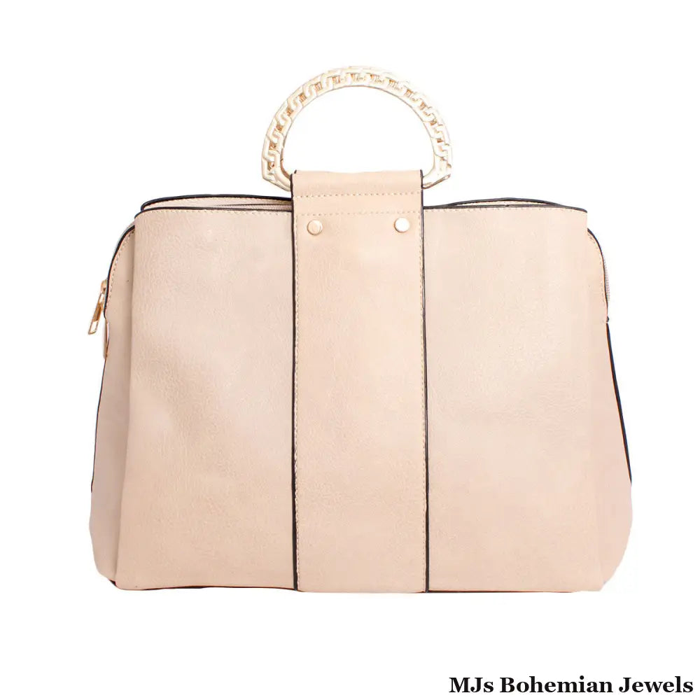 Purse Ivory Rigid Top Handle Handbag for Women