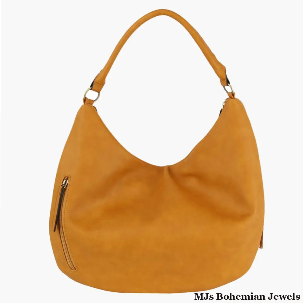 Purse Mustard Diagonal Fringe Hobo Bag for Women