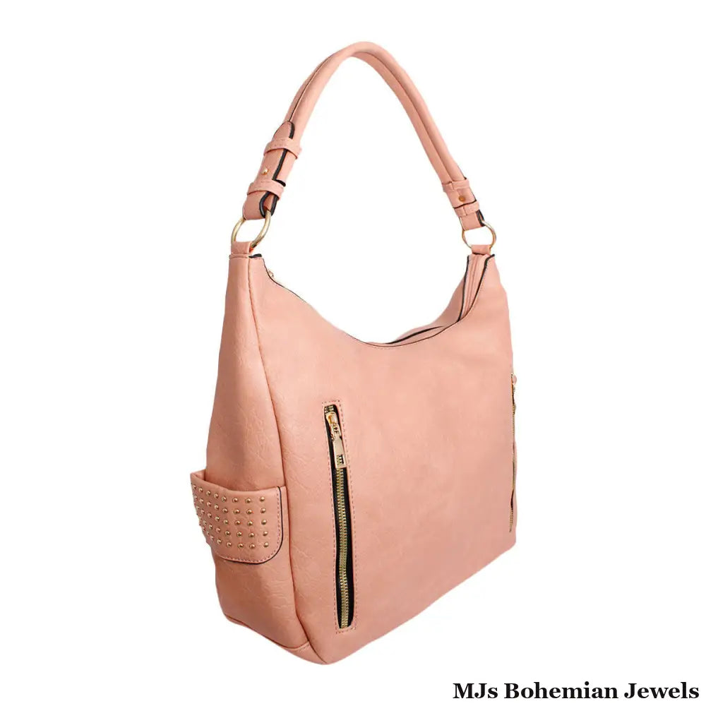 Purse Pink and Gold Stud Hobo Bag for Women