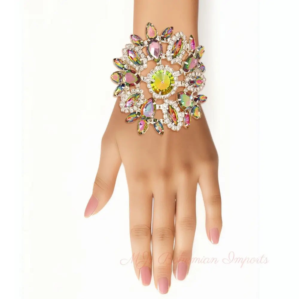 Radiant Pink Green White Pearl Bracelet