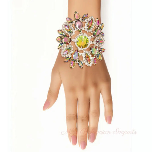 Radiant Pink Green White Pearl Bracelet