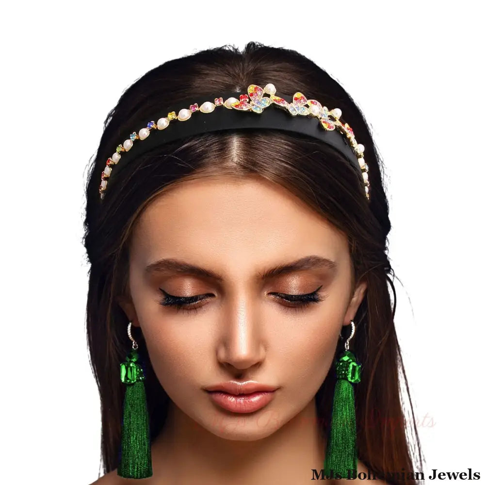 Rainbow Butterfly Pearl Headband