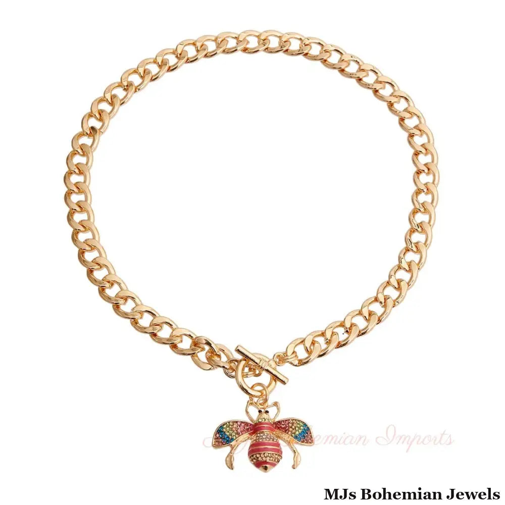 Rainbow Rendezvous: Bee Charm Necklace
