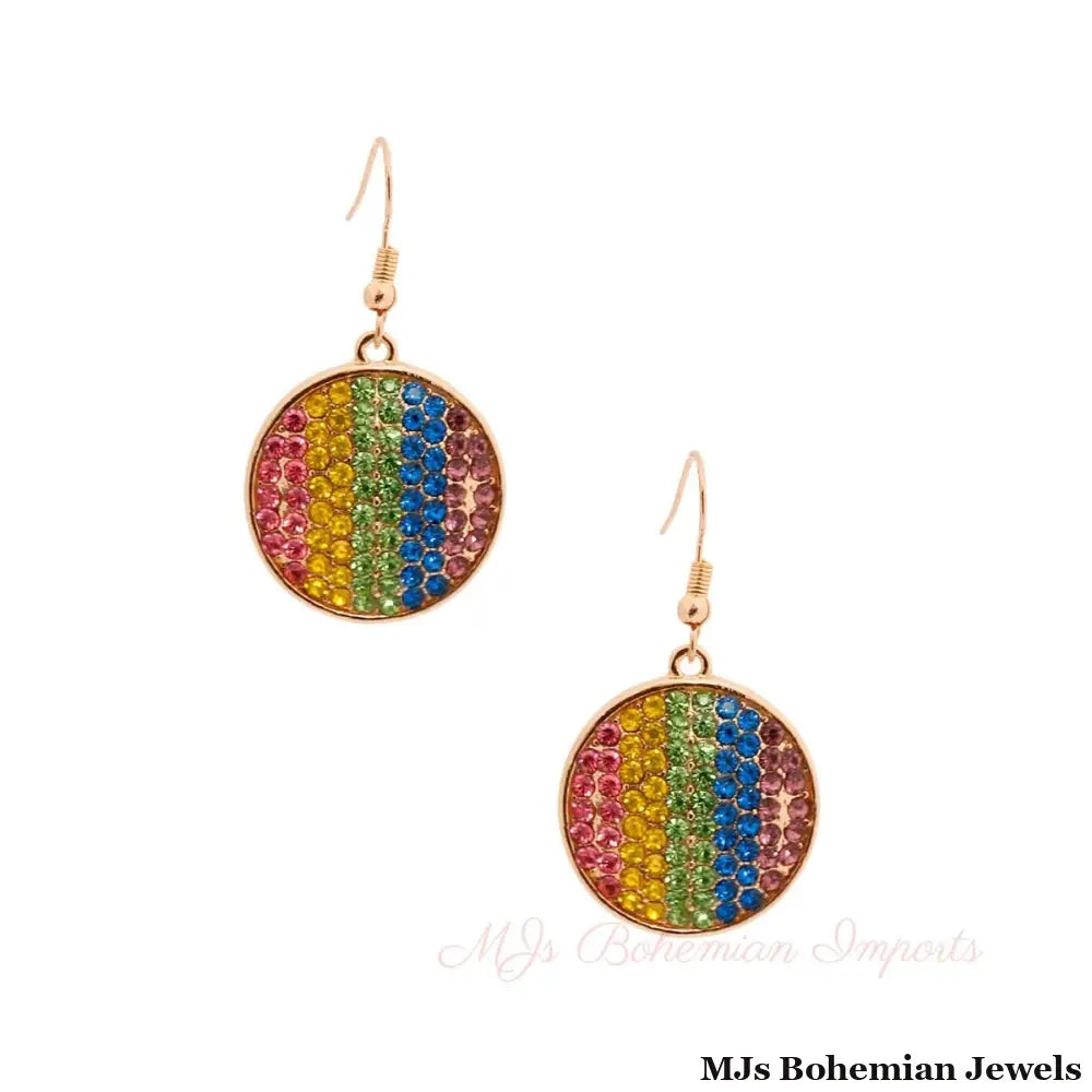 Rainbow Stripe Disc Earrings