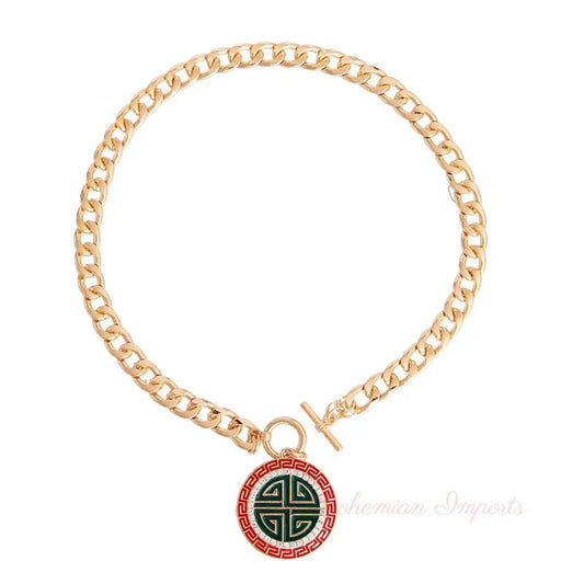Red and Green Greek Toggle Chain