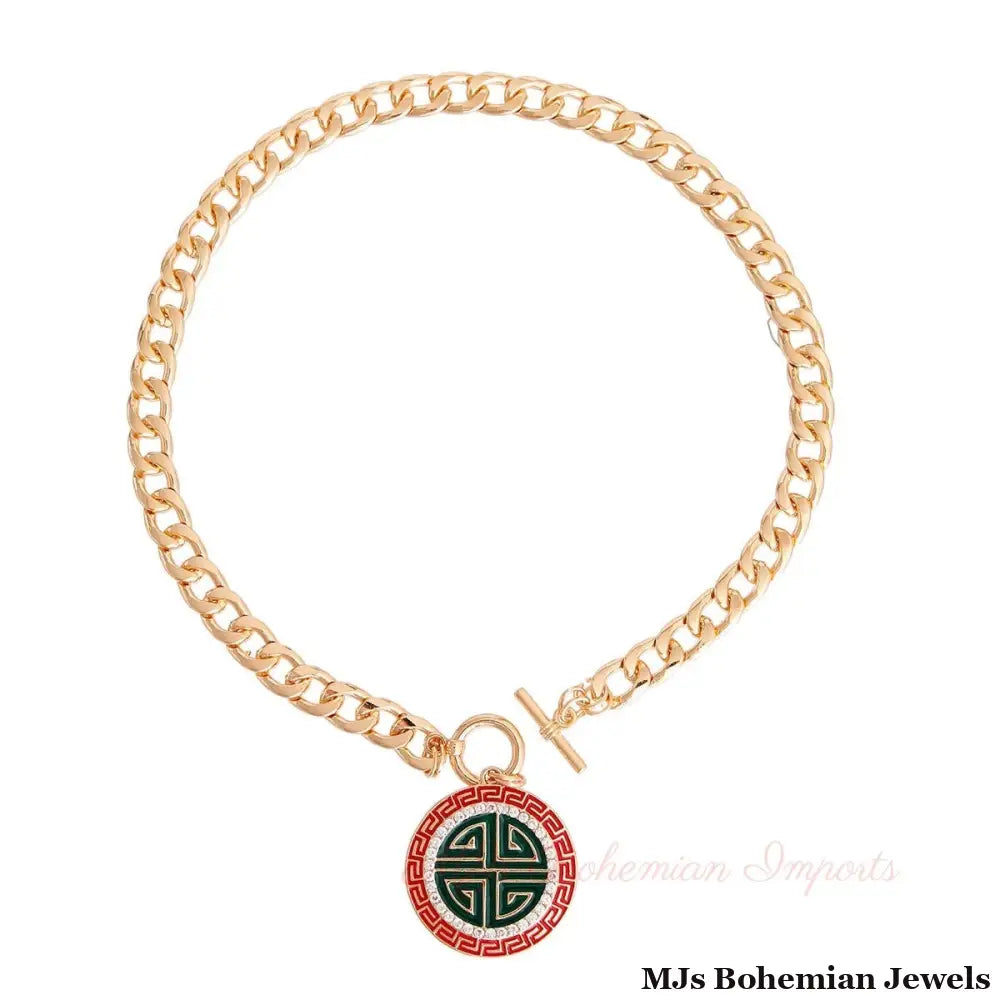 Red and Green Greek Toggle Chain