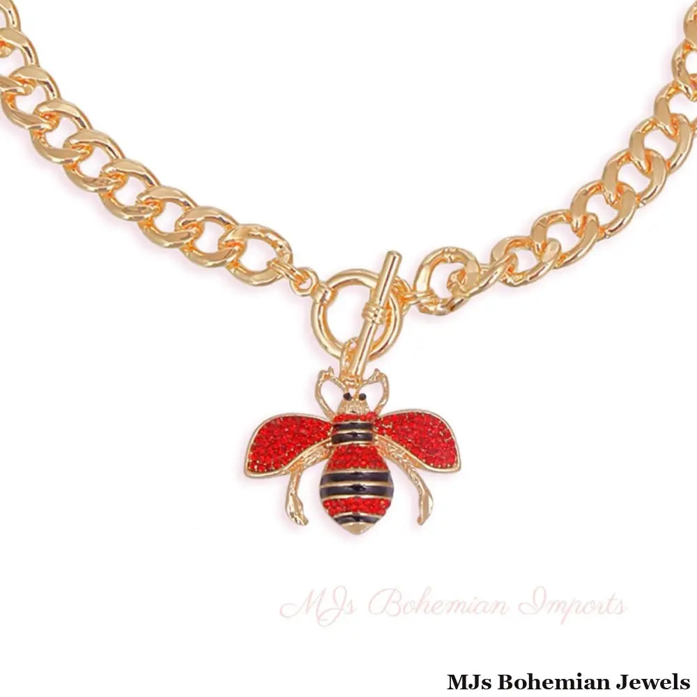 Red Red Bee Toggle Necklace