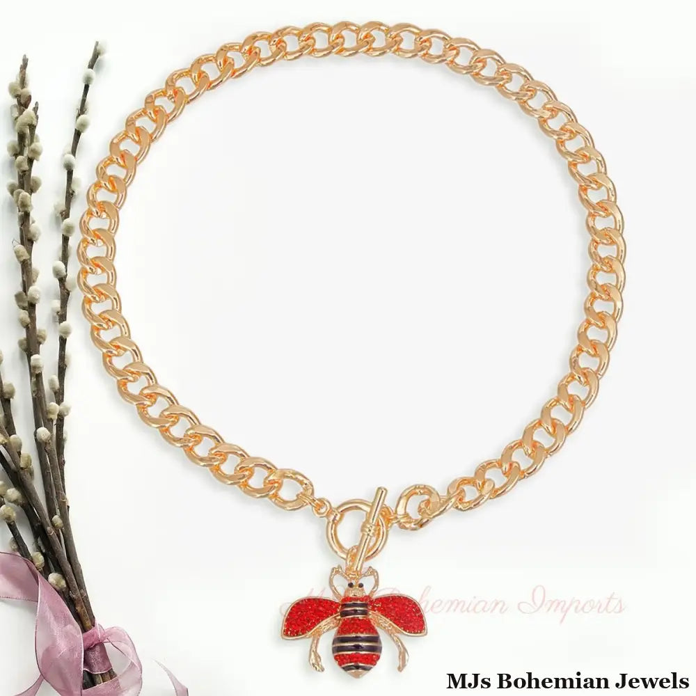 Red Red Bee Toggle Necklace