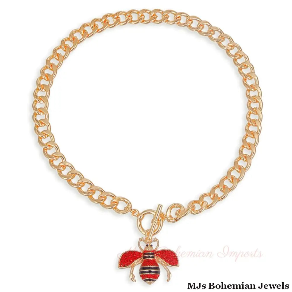 Red Red Bee Toggle Necklace