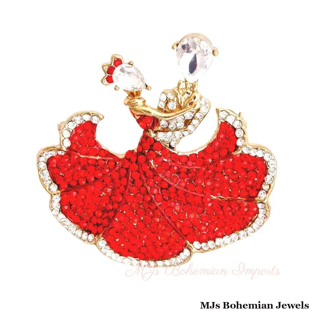 Red Dancing Pair Stone Brooch