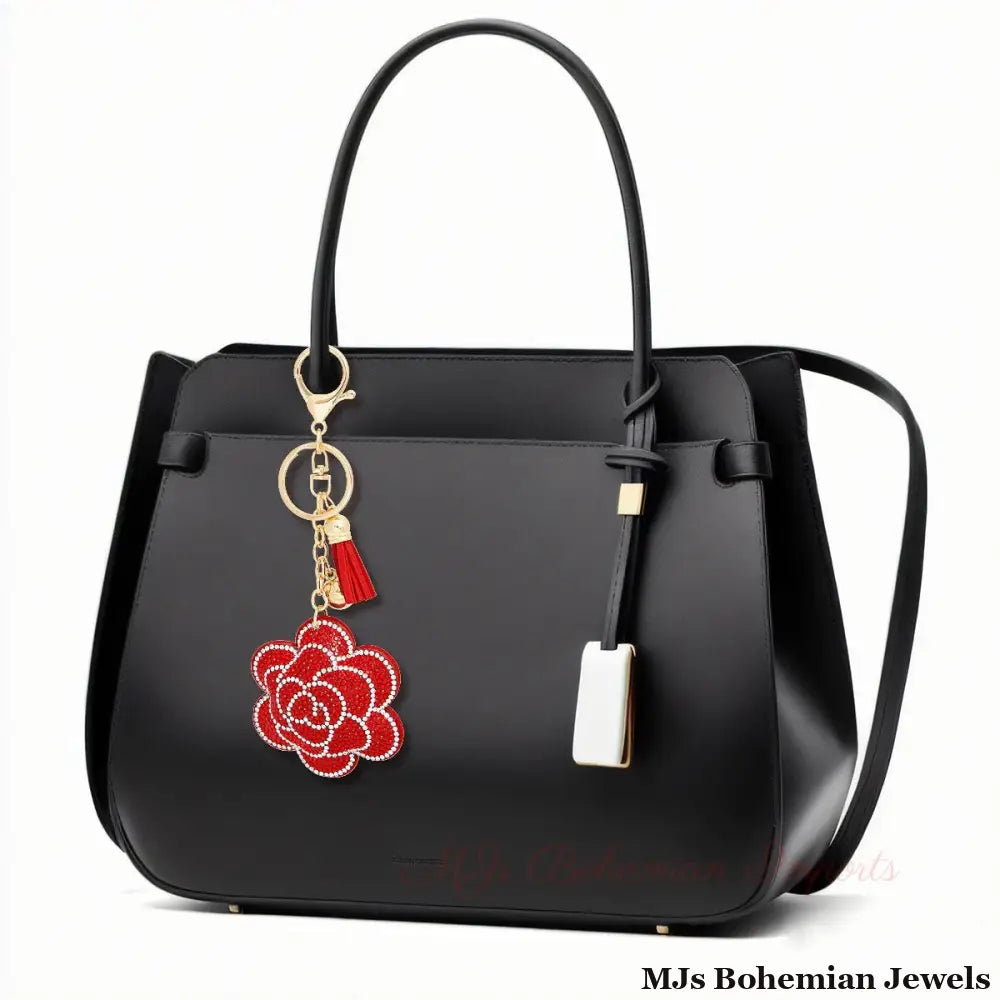 Red Flower Keychain Clip