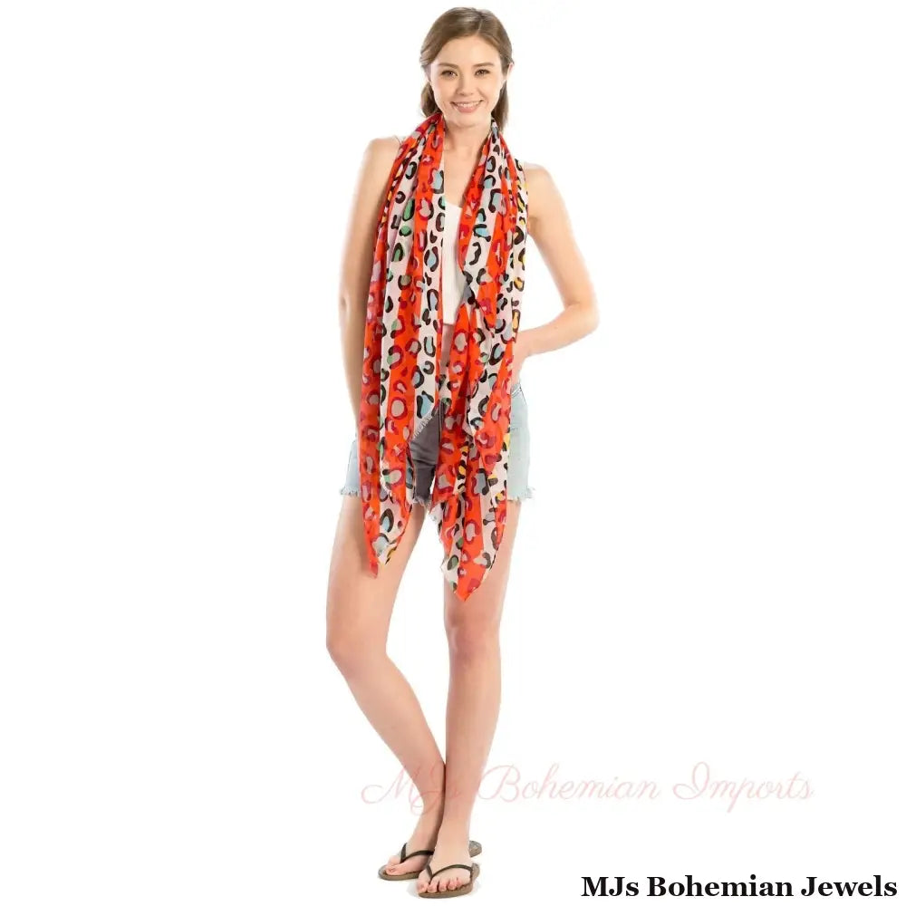Red Leopard Lightweight Scarf