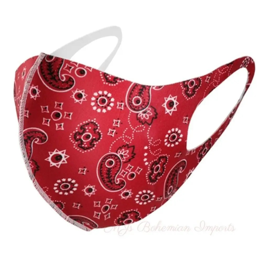 Red Paisley Bandana Face Masks