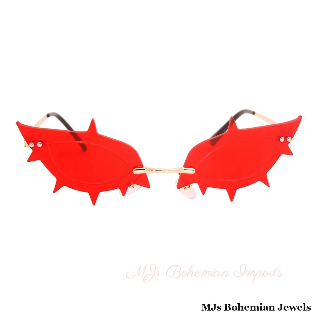 Red Rimless Spike Sunglasses
