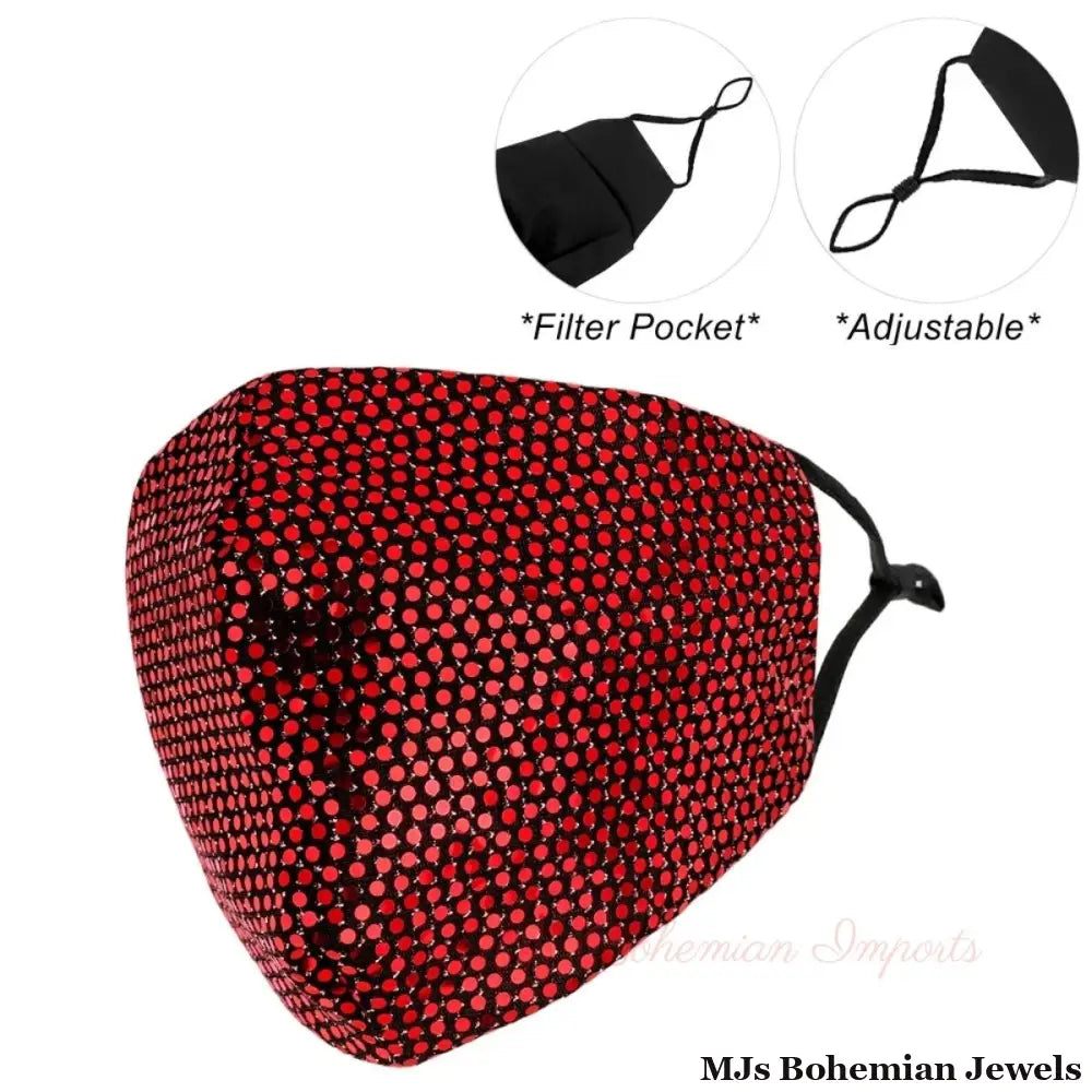 Red Sequin Disco Mask