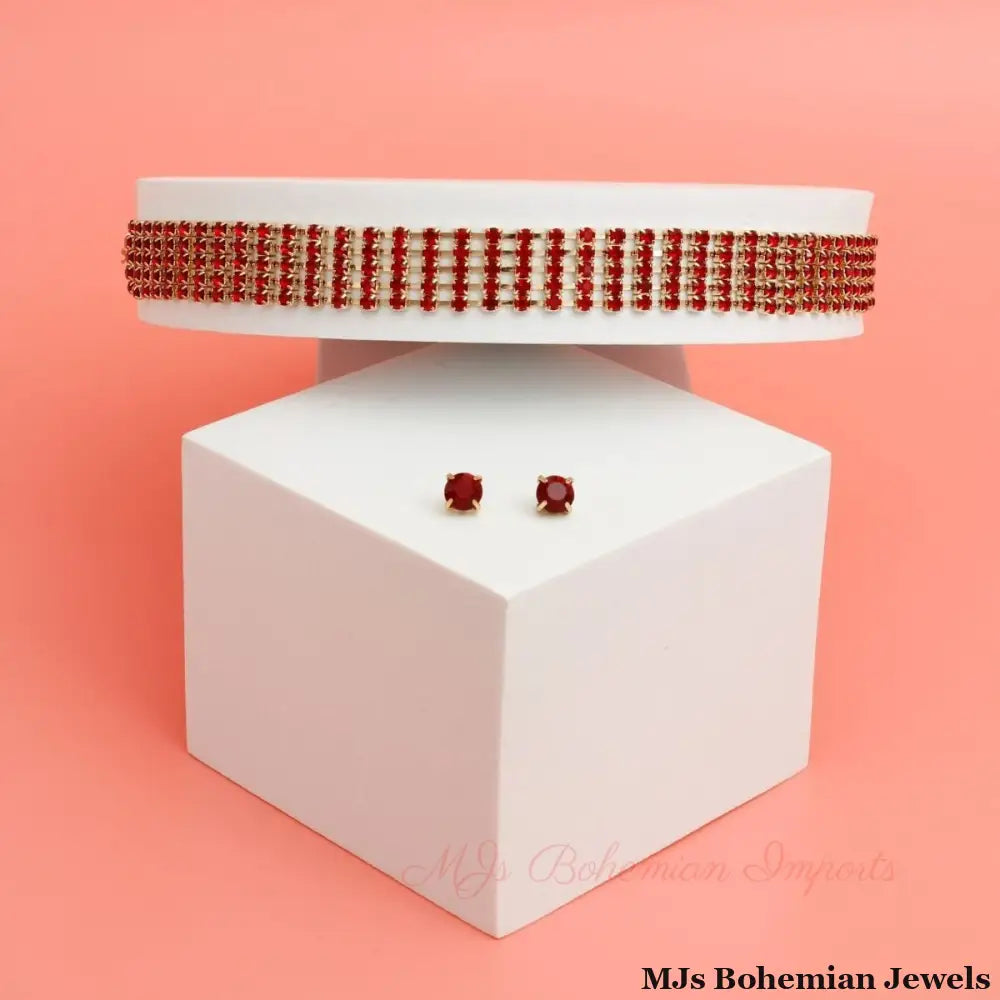 Red Stone Metal Choker