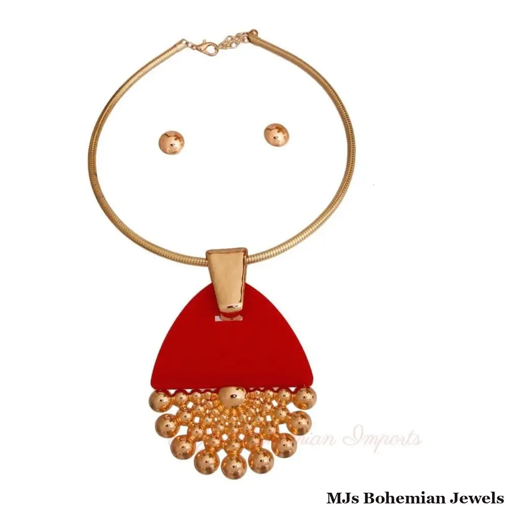 Red Teardrop Burst Necklace