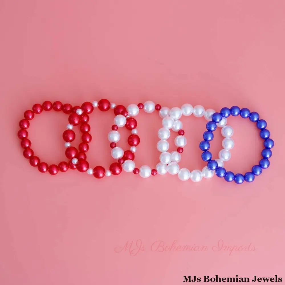 Red White Blue Bracelets 5 Pcs