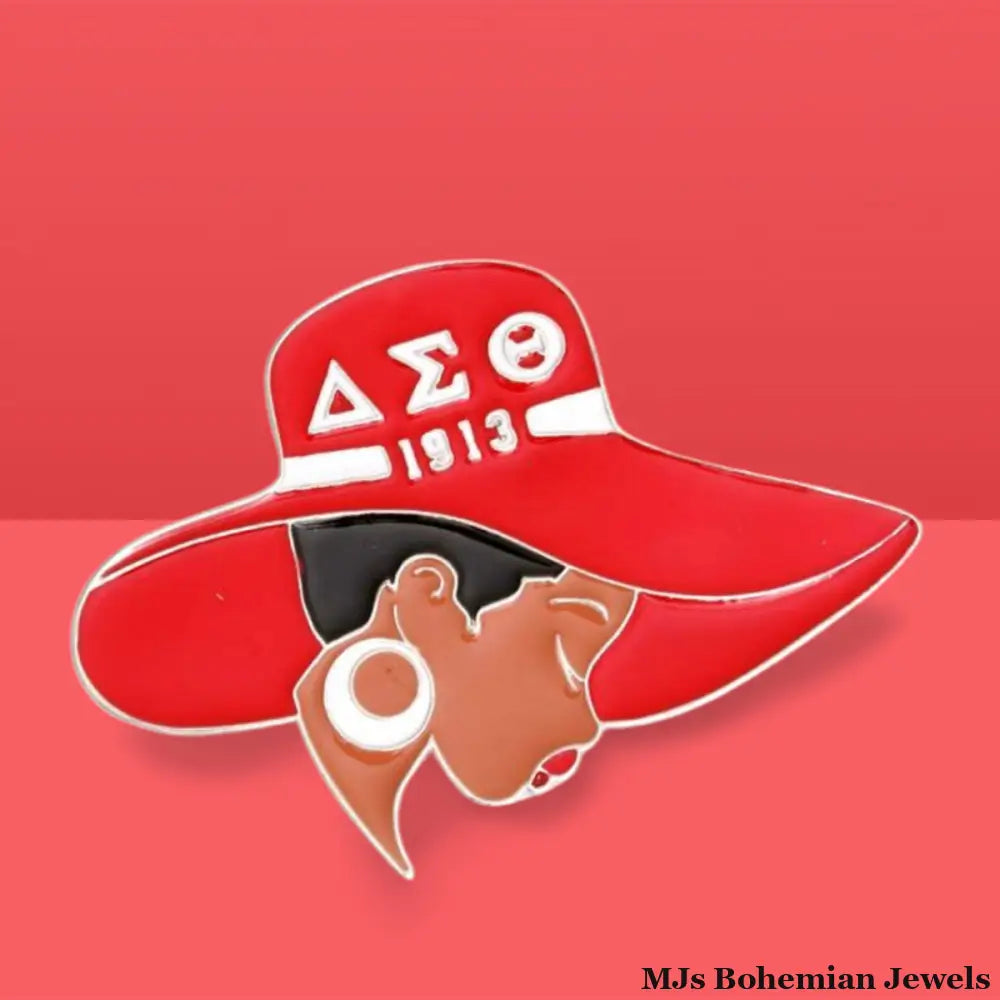 Red White Greek Letter Hat Pin
