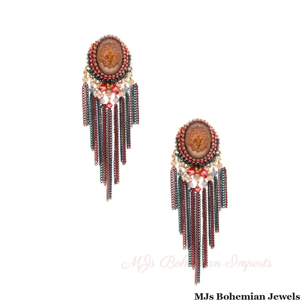 Resin Multi Color Chain Fringe Earrings