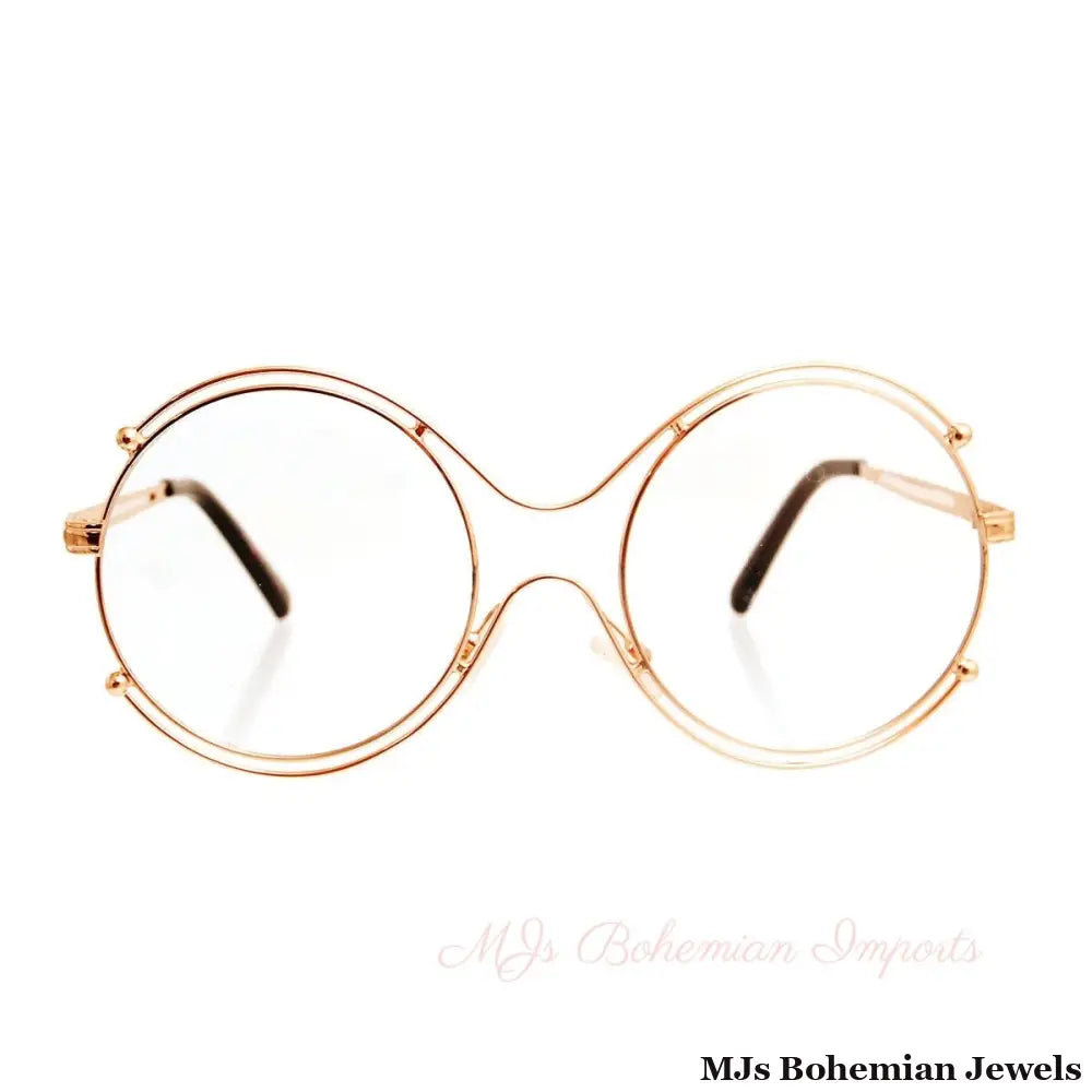 Retro Round Gold Clear Glasses