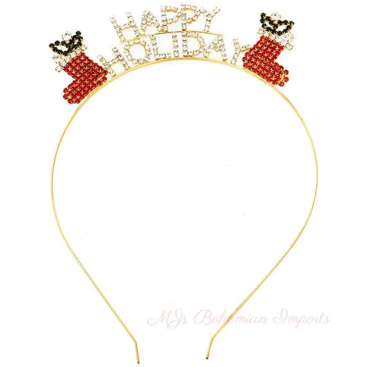 Rhinestone Gold Holiday Hair Band