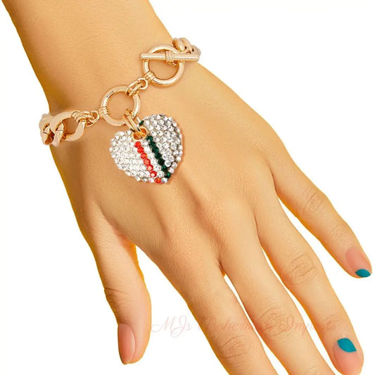 Rhinestone Heart Toggle Bracelet