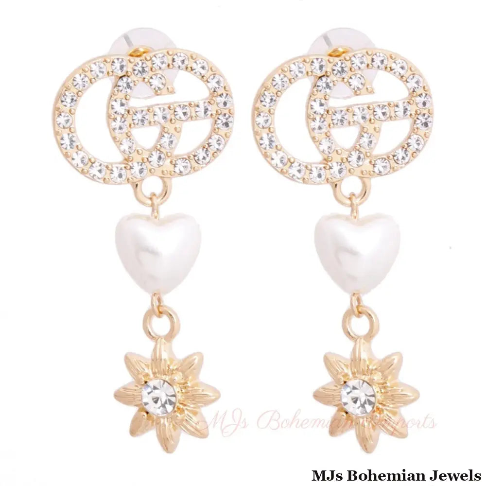 Rhinestone Radiance: Heart Star Earrings