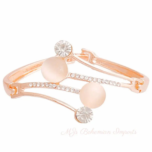 Rose Gold Crystal Hinge Cuff