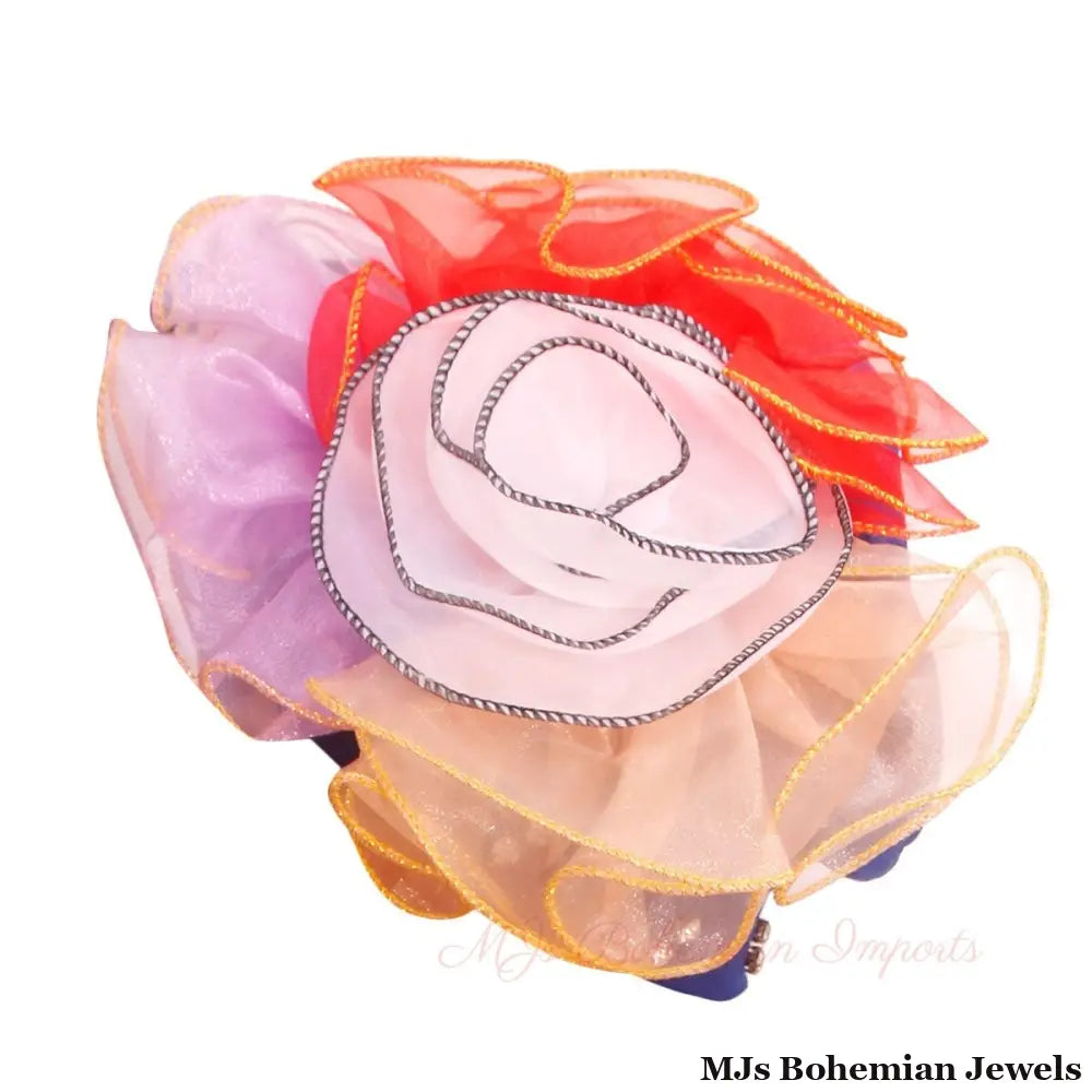 Royal Blue Pleated Ruffle Rhinestone Turban