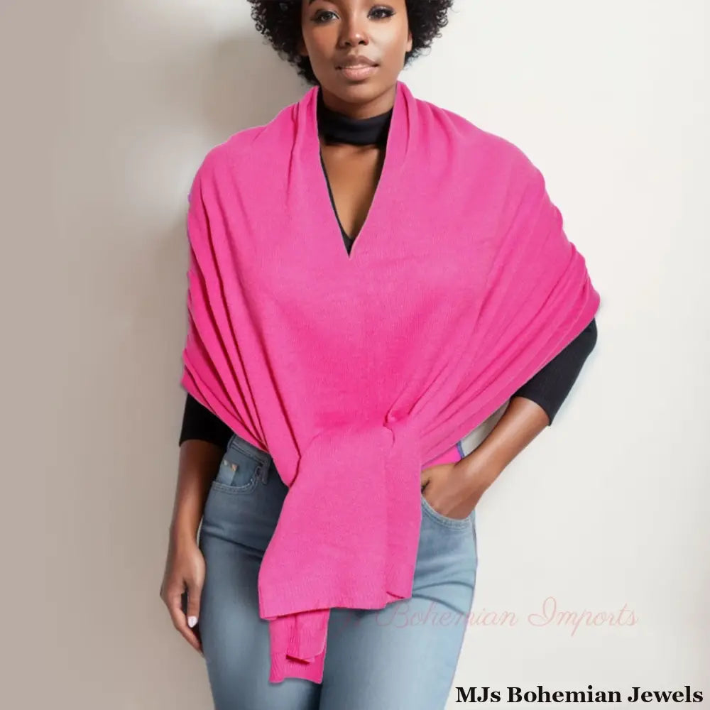 Scarf Poncho Pink Convertible Wrap for Women