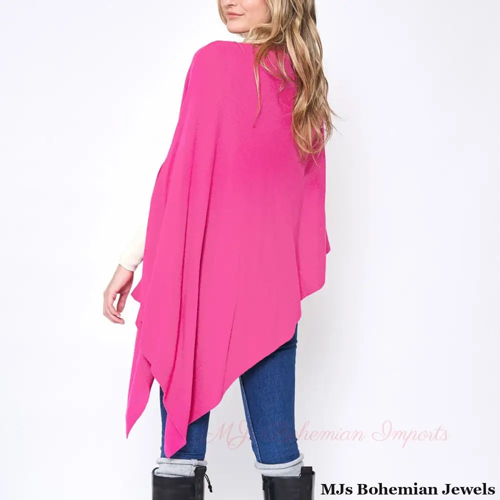 Scarf Poncho Pink Convertible Wrap for Women