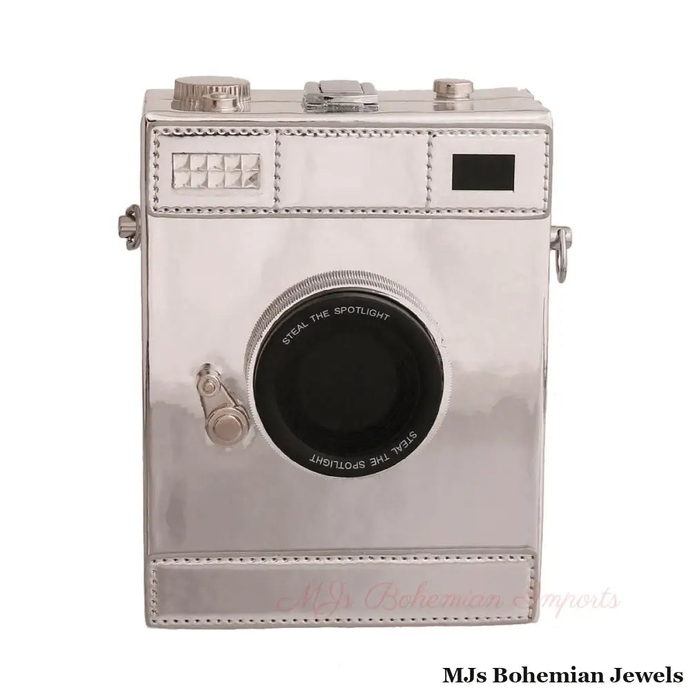 Shiny Silver Camera Handbag