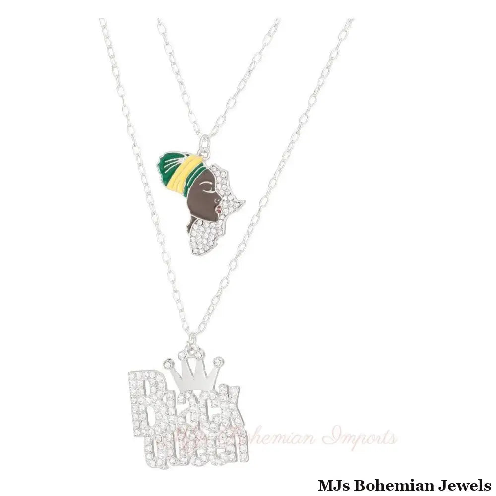 Silver Black Queen 2 Pcs Chains