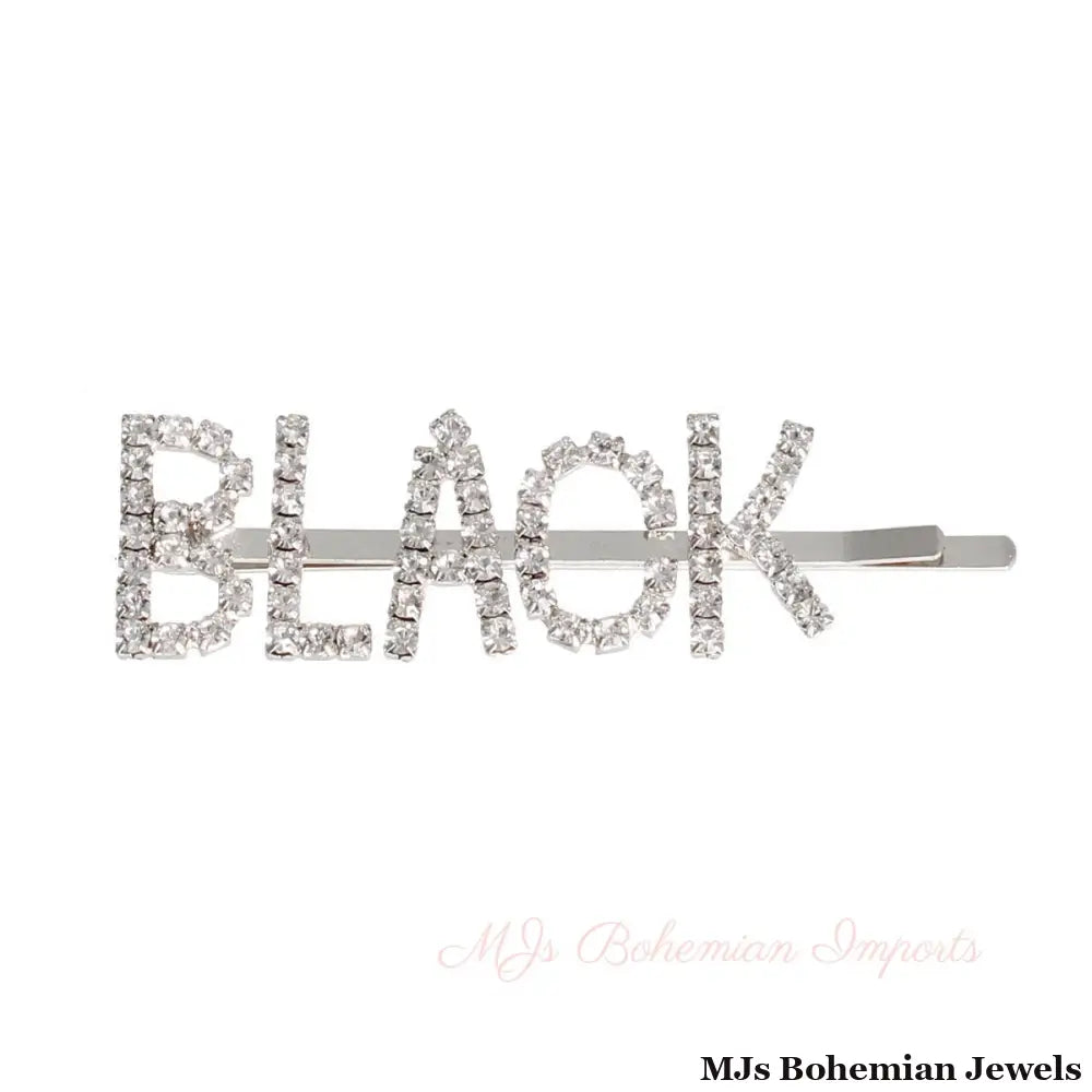 Silver BLACK Sparkle Hair Pin