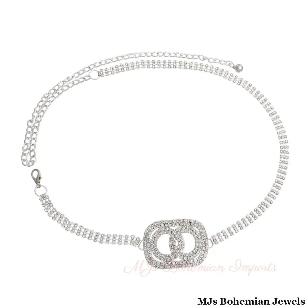 Silver Embellished Infinity Link Chain Belt