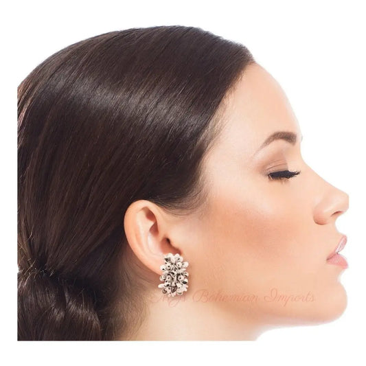 Silver Flower Hoop Earrings