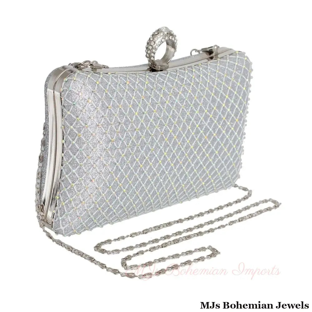 Silver Hardcase Ring Clutch